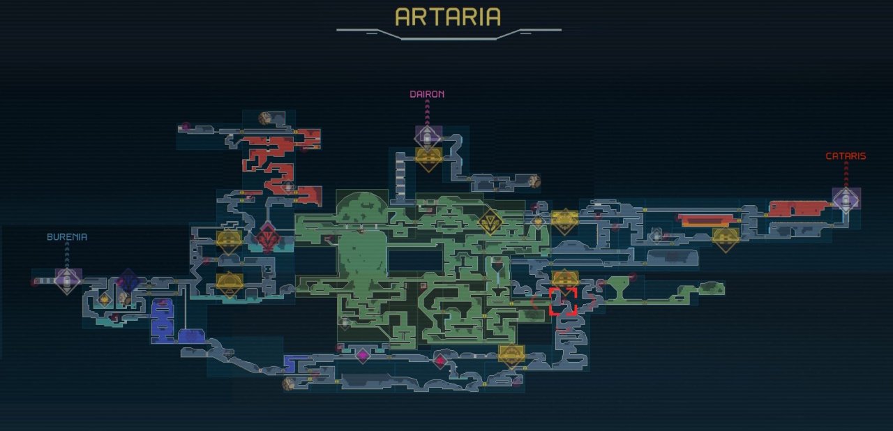 A picture of Metroid Dread's map